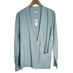 J. Jill Sweater Women's‎ Medium Faux Wrap Long Sleeve Blue NWT